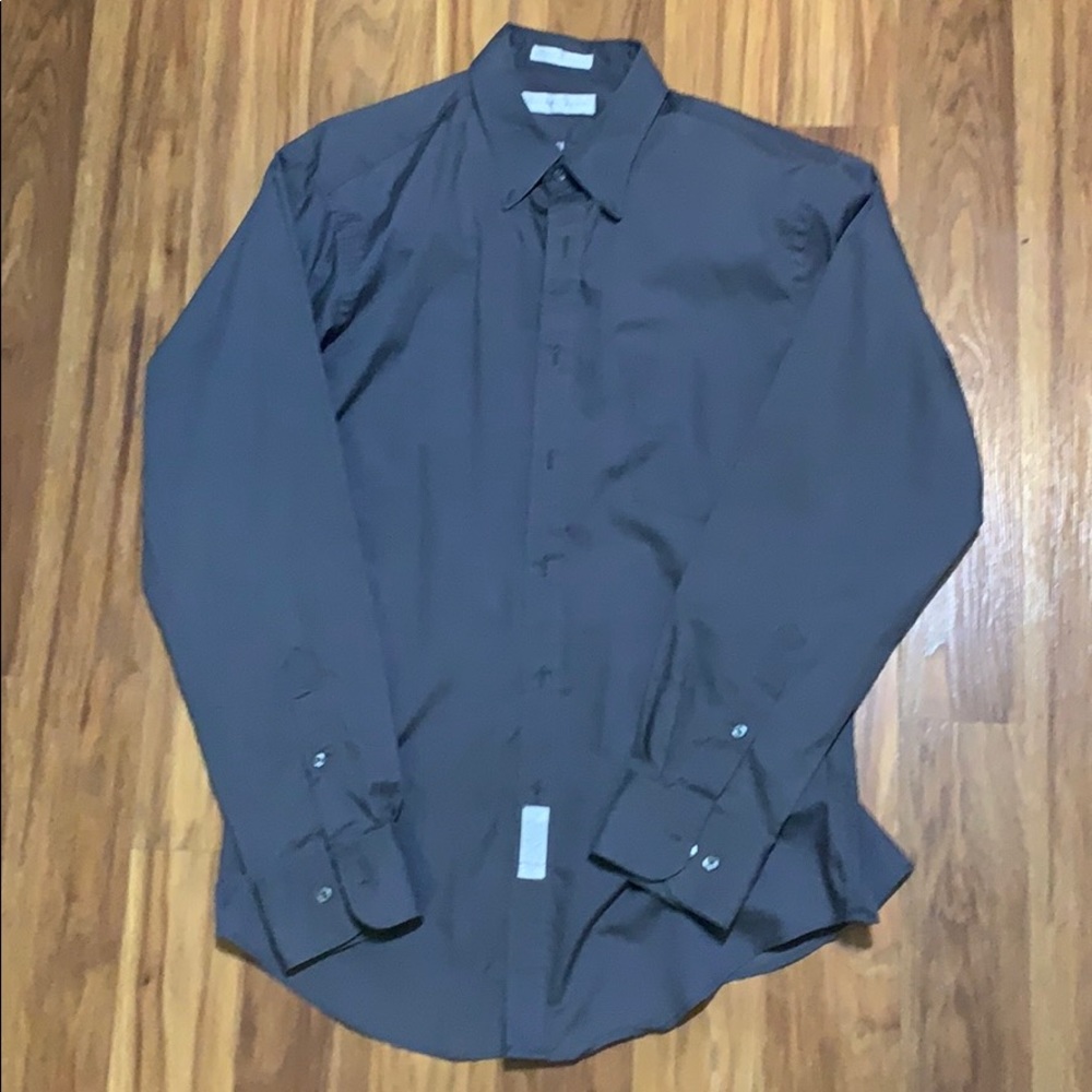 Geoffrey Beene 16 34/35 Button Down Shirt Grey